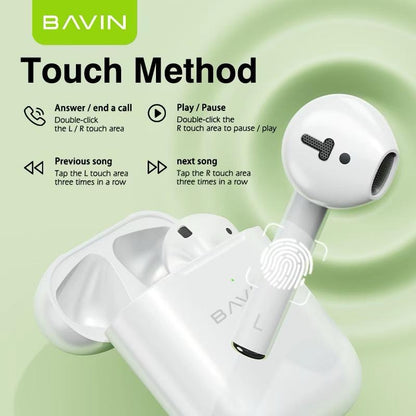 BAVIN BA32 TWS Bluetooth Earphones Sports Wireless Earbuds HIFI Stereo Sound for HUAWEI Xiaomi VIVO Android Phones