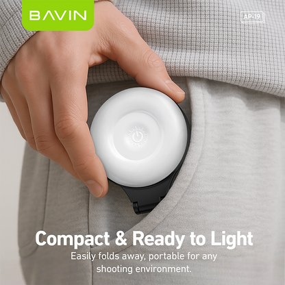 BAVIN D-Z-P19 Foldable Magnetic Fill Light w/ 3 Modes Adjustable Brightness & 120° Angle