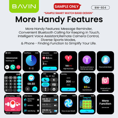 BAVIN BW604 Smart Watch 2.01" Display, Bluetooth Calling, Fitness & Sports Modes, Health Tracking Compatible for Smartphones