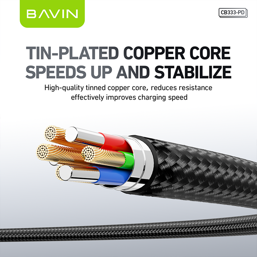 BAVIN CB333 30W Super Fast Charging 2M Nylon Braided & Data Transfer Cable Compatible For Type-C to iPh