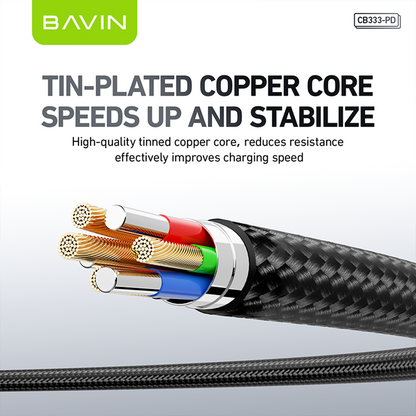 BAVIN CB333 30W Super Fast Charging 2M Nylon Braided & Data Transfer Cable Compatible For Type-C to iPh
