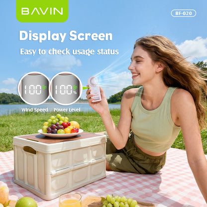 BAVIN BF020 Mini Portable Handheld Fan 5-Speed Strong Wind w/2000mAh Rechargeable Table Fan + Lanyard
