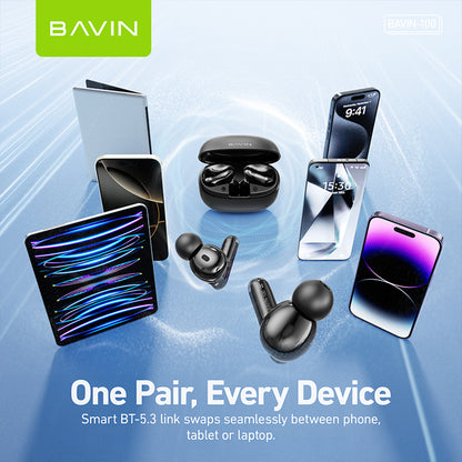 BAVIN HB-BA-100 Wireless Earbuds Bluetooth Hi-Res Audio w/ Touch Control & Mic/ Type-C 4H Playtime Earphones