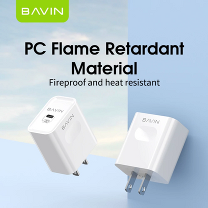 BAVIN PC837 20W PD Type-C Adapter Fast Charging Multi-Protection Charger for Smartphones