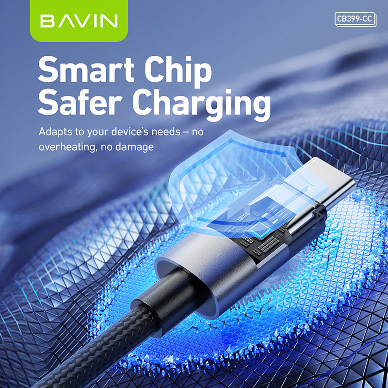 BAVIN U-CB399 60W Fast Charging & Data Cable w/ Type-C to Type-C & Type-C to iPhone Supports Laptop, Smartphones