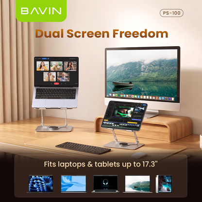 BAVIN PS100 Laptop Stand 360° Rotating Adjustable Angled Metal Holder With Fan Aluminum Alloy Holder