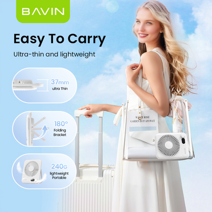 BAVIN BF006 Ultra-Thin Portable Mini Desktop Fan w/ 4-Speed Strong Wind for Office and Home