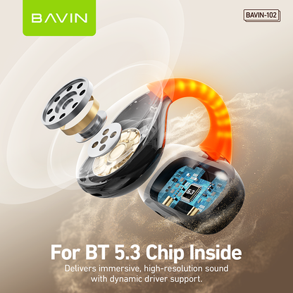 BAVIN HB-BA-102 Open-Ear TWS Bluetooth Earbuds w/ LED Light, Touch Controls, AI Voice Assistant & Translation