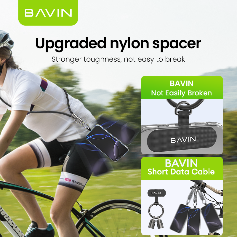 BAVIN U-CB374-XX Fast Charging Cable w/ Crossbody & Wrist Lanyard