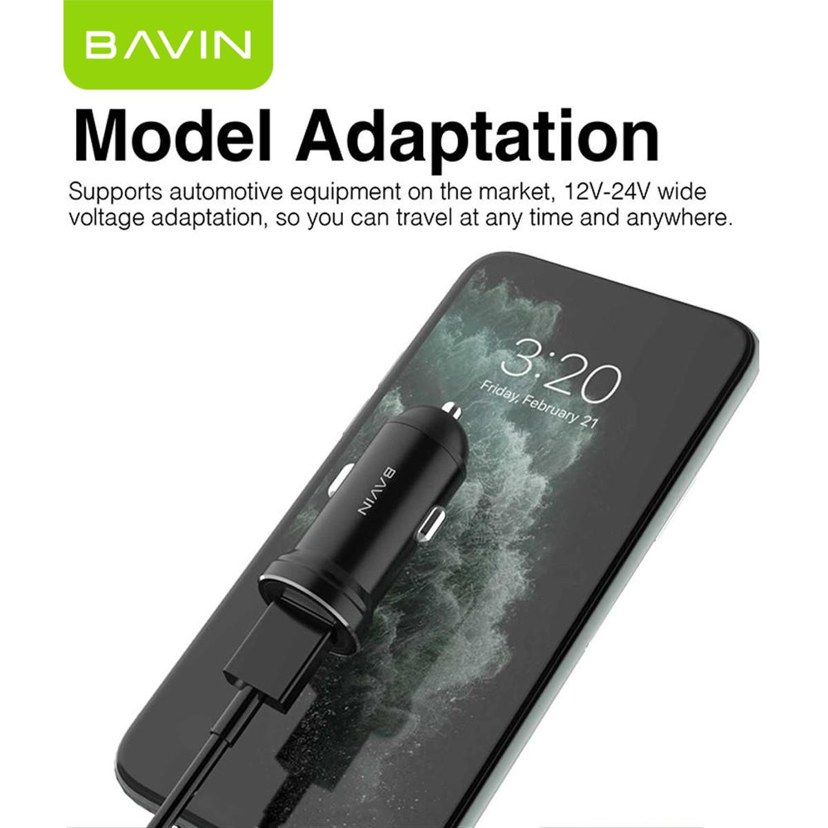BAVIN C-C-PC362 18W Car Charger w/ Fast Charging USB Port