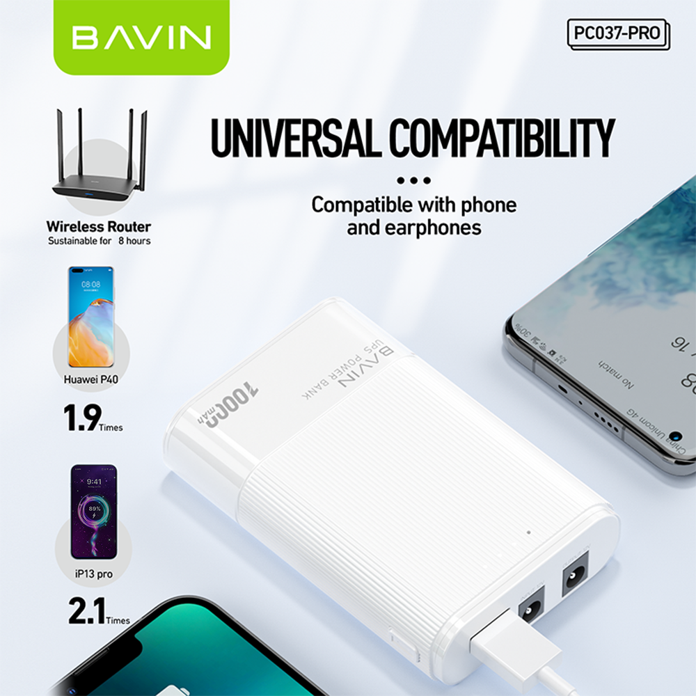 BAVIN Y-PC037 Pro 10000mAh UPS Powerbank / For Internet Router & Universal Devices