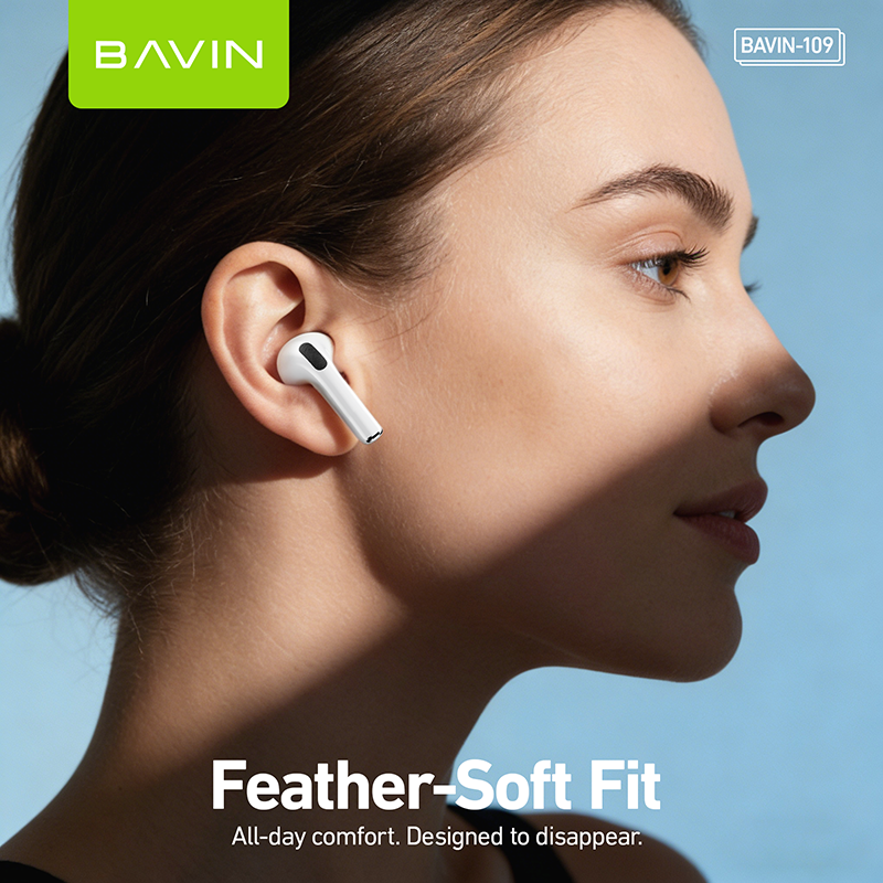 BAVIN BA109 Hi-Res Audio TWS Wireless Bluetooth 6.0 Earphones w/ Microphone & 30 Hours Playtime