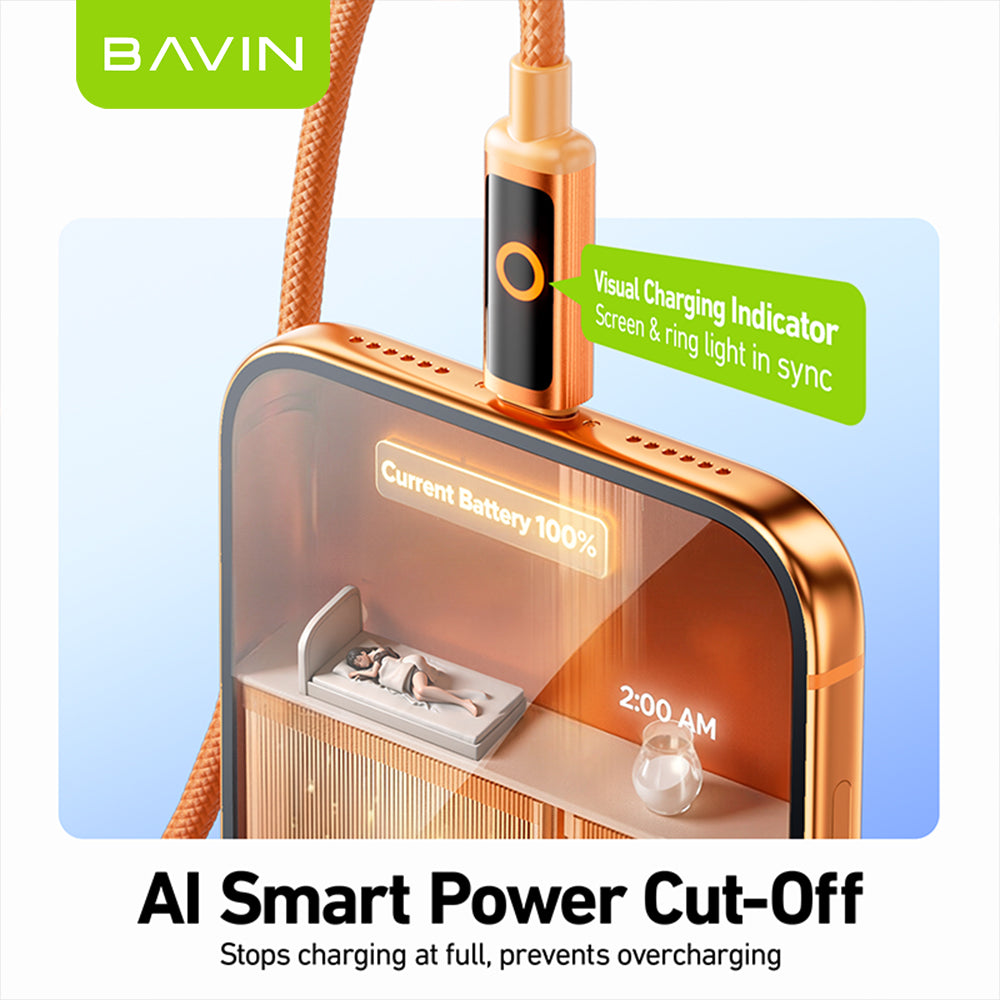 BAVIN CB413 / CB415 PD 60W Type-C Fast Charging 1m Braided Cable w/ High-Speed Data Transfer for iPhone 15-17 & Android Devices