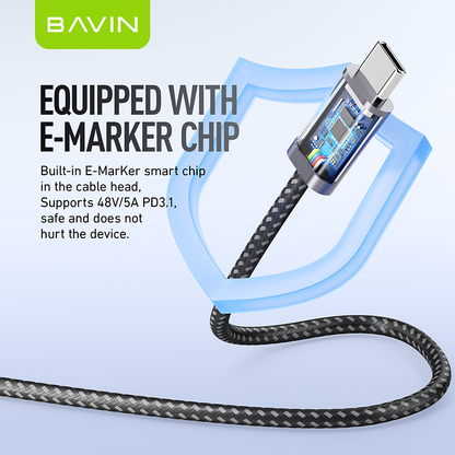 BAVIN U-CB363-CC 240W Super Fast Charging Nylon Braided Cable