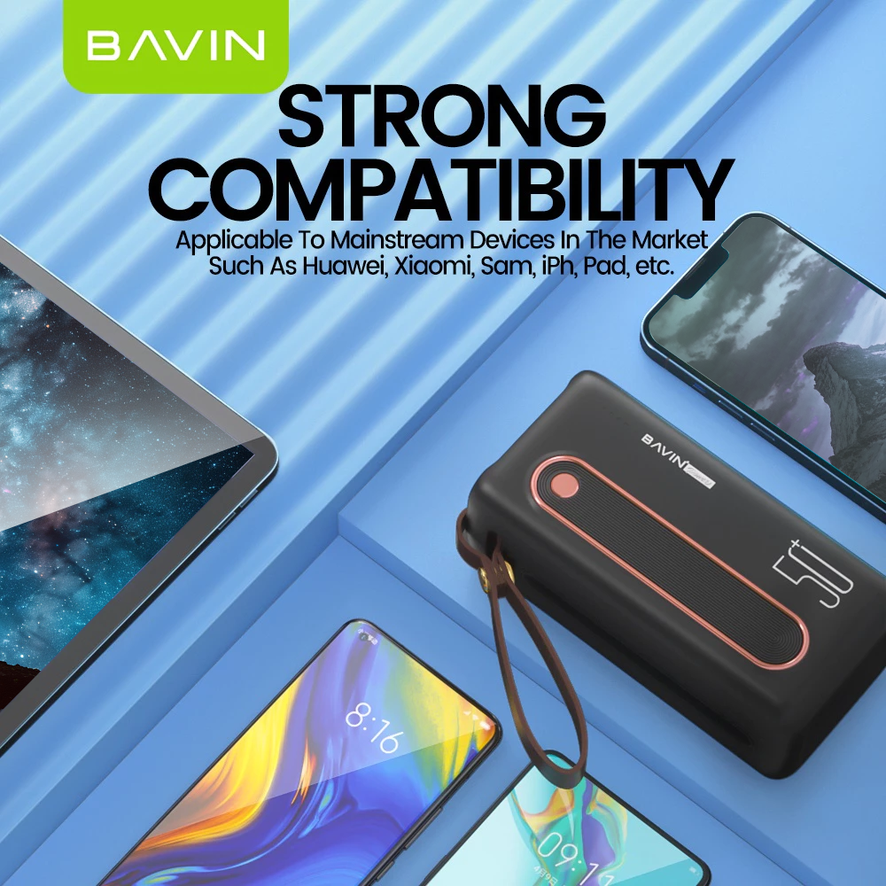 BAVIN PC066 50000mAh Powerbank Charging Type-C Micro iPhone Input & 4 USB Output w/ LED Light PowerBank