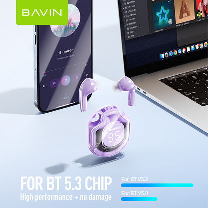 BAVIN BA66 TWS Bluetooth Earphone w/ Stereo Audio Sounds & Built-in Mic
