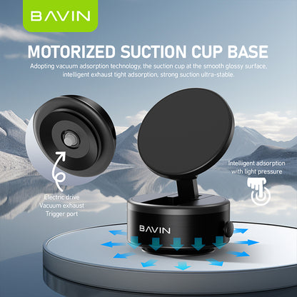 BAVIN D-S-PS75 / D-S-PS88 Magnetic Vacuum Phone Holder Stand w/ 360° Rotation & Motorized Suction Type-C Rechargeable