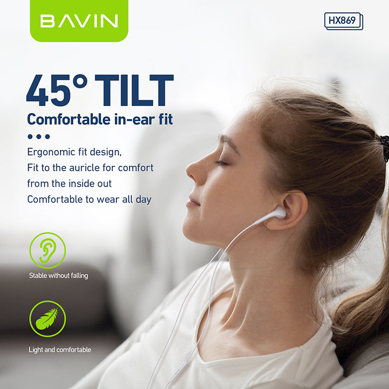 BAVIN HX869 Hi Res Audio Music Wired Earphone Stereo Sounds Widely Compatible for  Type C 3.5mm iPhone