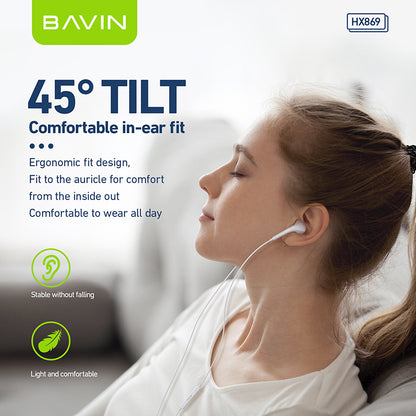BAVIN HX869 Hi Res Audio Music Wired Earphone Stereo Sounds Widely Compatible for  Type C 3.5mm iPhone