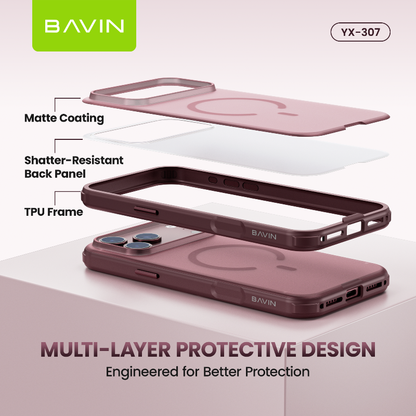 BAVIN YX307 Magnetic Solid Color Shockproof Case Full Coverage Anti-Scratch for iP18/17 Pro, Pro Max