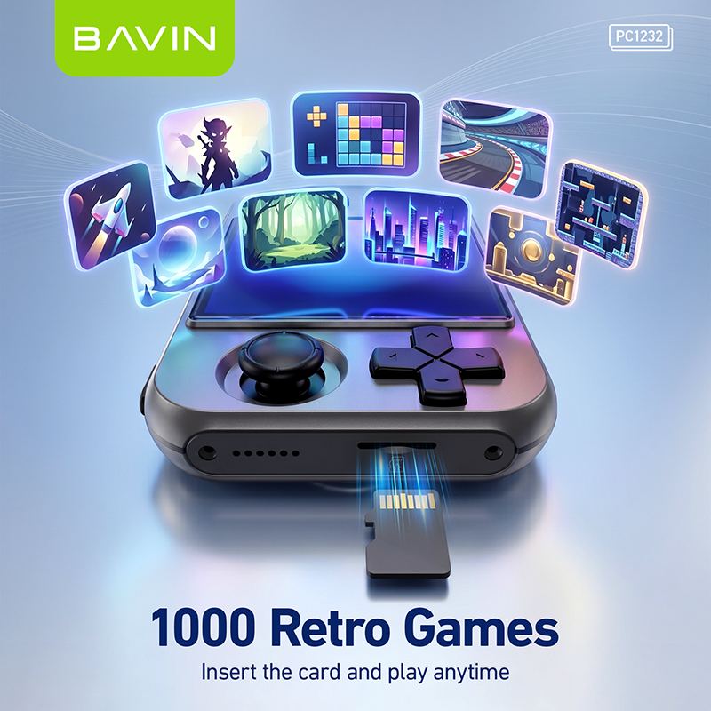 BAVIN PC1232 2in1 10000mAh Portable Game Console Magnetic Powerbank 15W w/ Dual Type-C Cable + TF Card