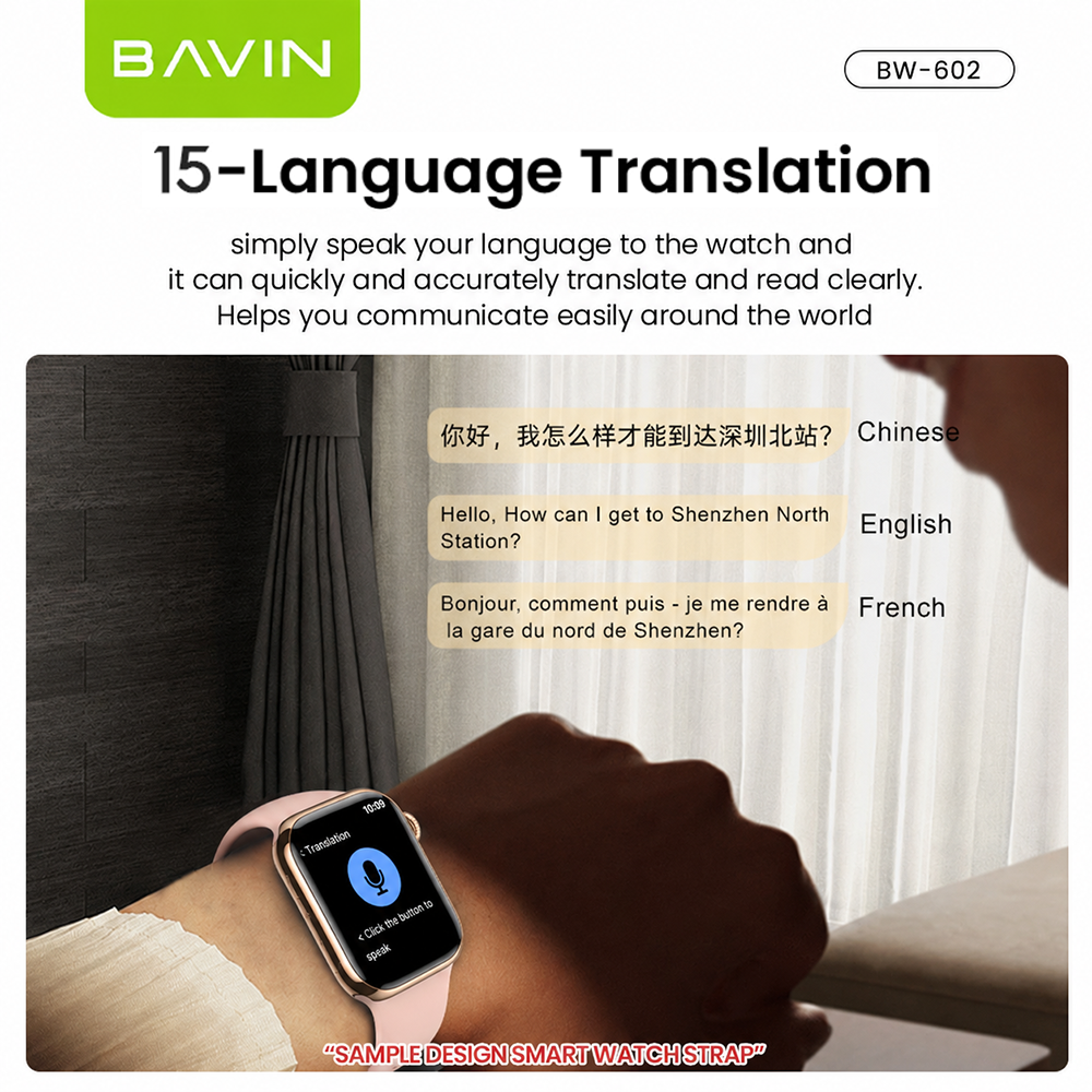 BAVIN BW602 Smart Watch 2" HD Display w/ GPT AI & GPS Map Health Tracking & 15-Language Translator