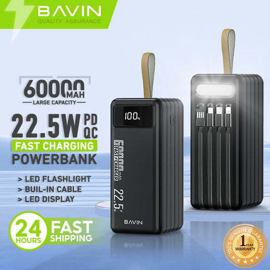 BAVIN Y-PC053 Heavy-Duty Powerbank w/ Built-In Cable & LED Light