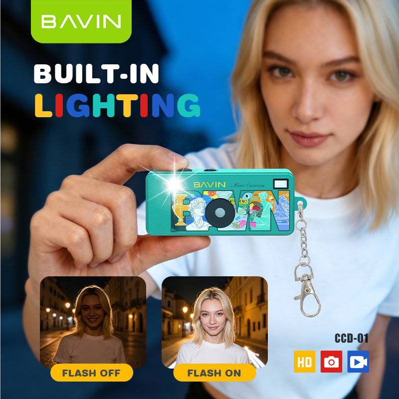 BAVIN CD01 Mini Thumb Camera 1080P HD 12MP Wide w/ Flash and Keychain | Support TF Card