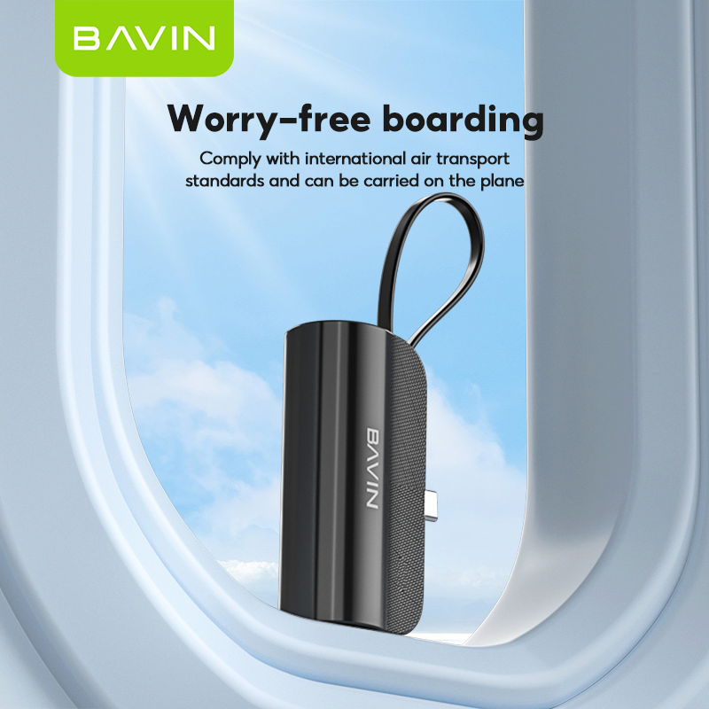 BAVIN Y-PC012 / Y-PC013 5000mAh Fast Charging Power Bank w/ Built-In USB/Type-C Cable