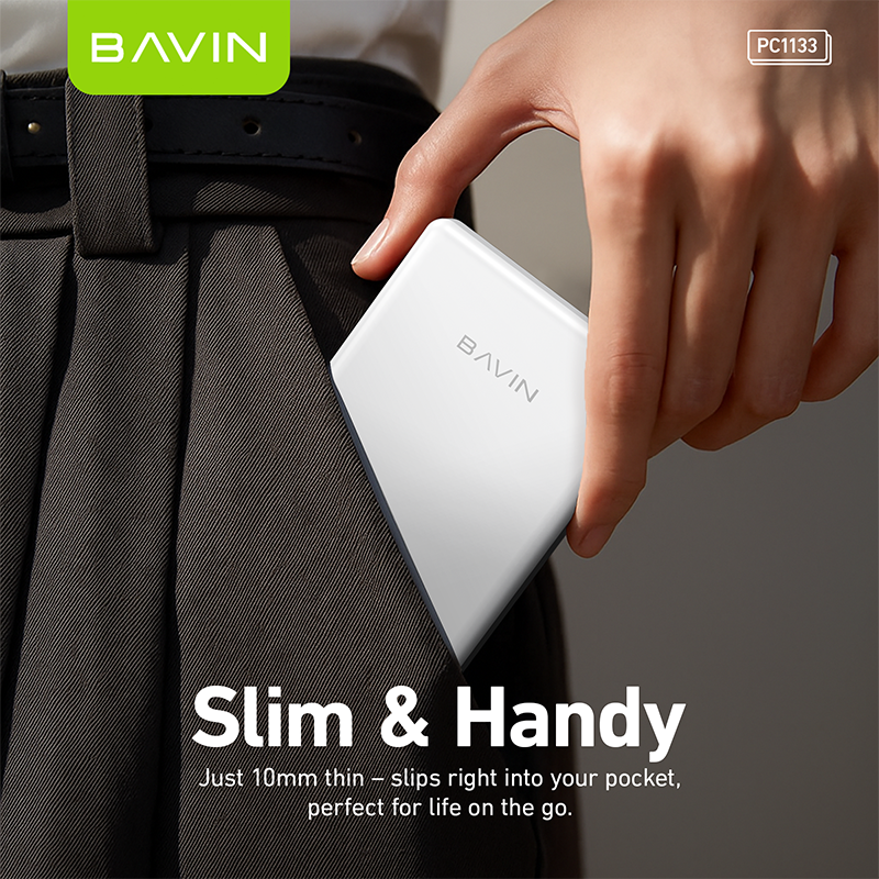 BAVIN Y-PC1133 5000mAh Ultra Thin Magnetic Wireless Powerbank w/ 20W Fast Charging Type-C In / Output for Smartphones