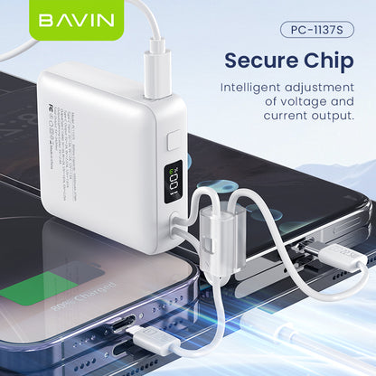 BAVIN PC1137 10000mAh Mini Powerbank 22.5W Fast Charging w/ Built-in Cables Compatible for Android & iPhone 6-17 Series