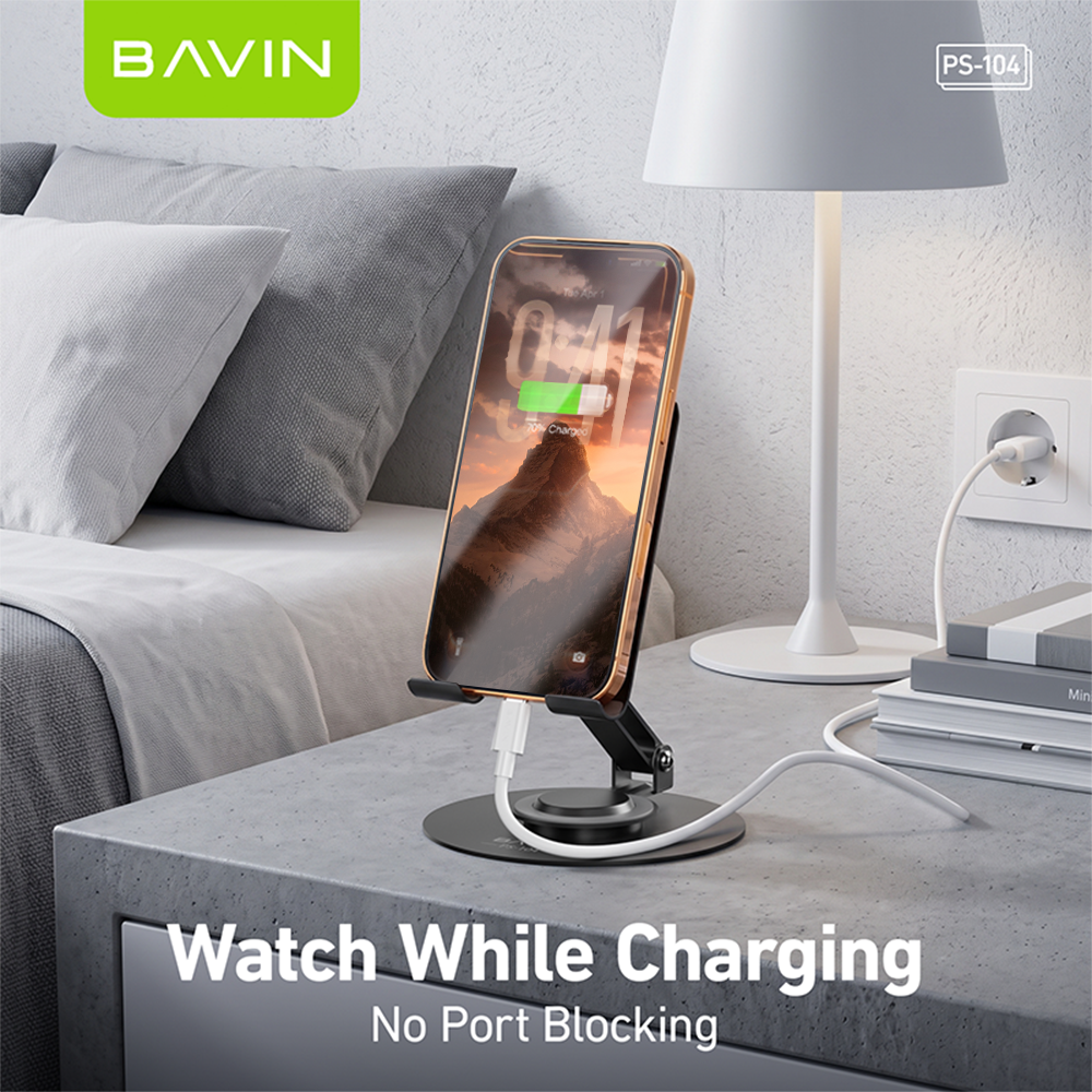 BAVIN PS104 Portable Foldable 360° Rotating Metal Desk Phone Holder Universal Stand for Phone/Tablet