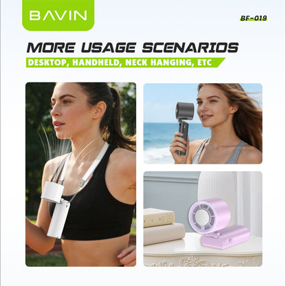 BAVIN BF019 Foldable Ultra Quiet Ice Cooling Handheld Fan 199-Speed w/ 9000mAh Powerbank + Flashlight