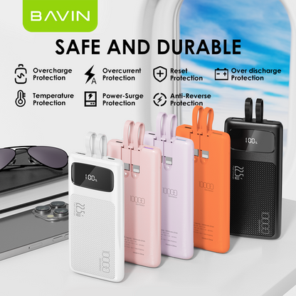 BAVIN PC008 10000mAh / PC007 20000mAh 22.5W Fast Charging Powerbank w/ Built-in Cable & LED Display