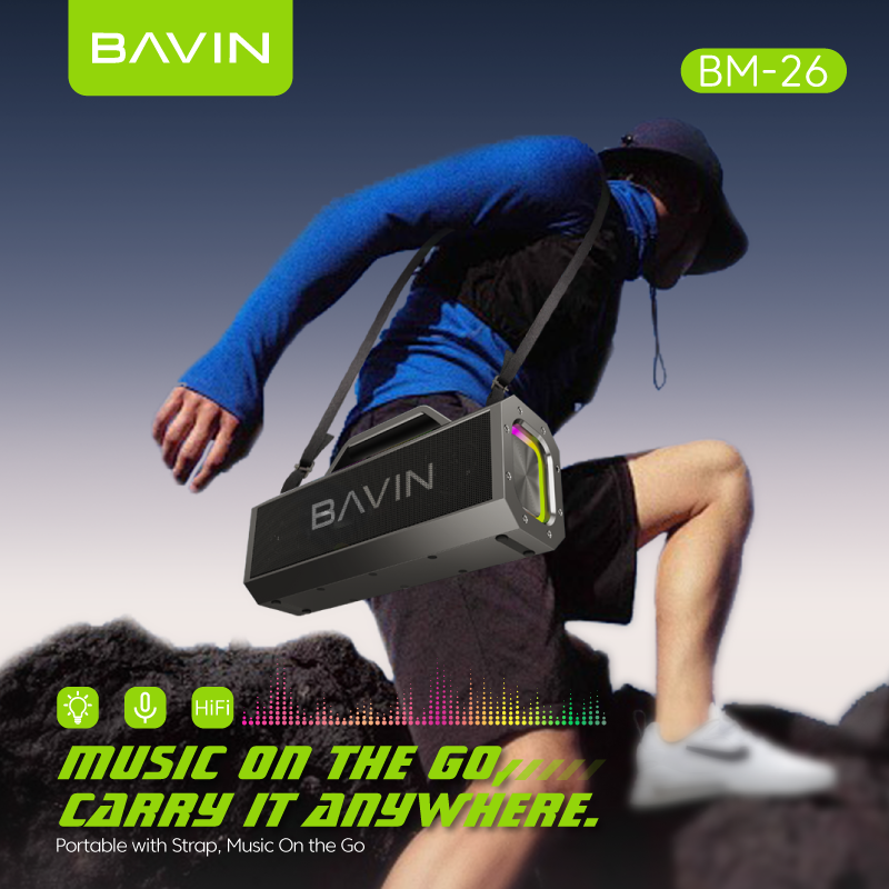 BAVIN DV-BM26 Outdoor Bluetooth Speaker Splash Proof & Durable w/ 2 Wireless Microphones