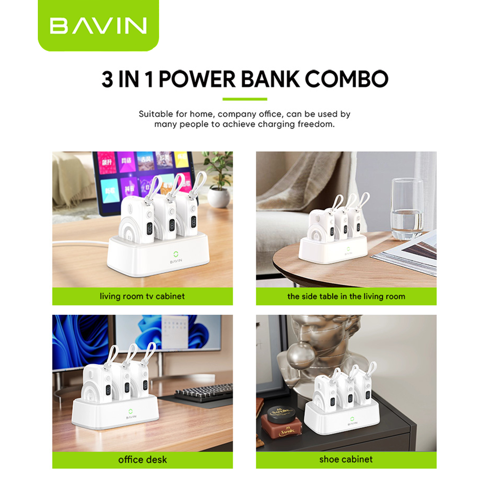 BAVIN Y-PC1130 10000mAh Docking Station Magnetic Wireless Powerbank w/ Built-in Cable
