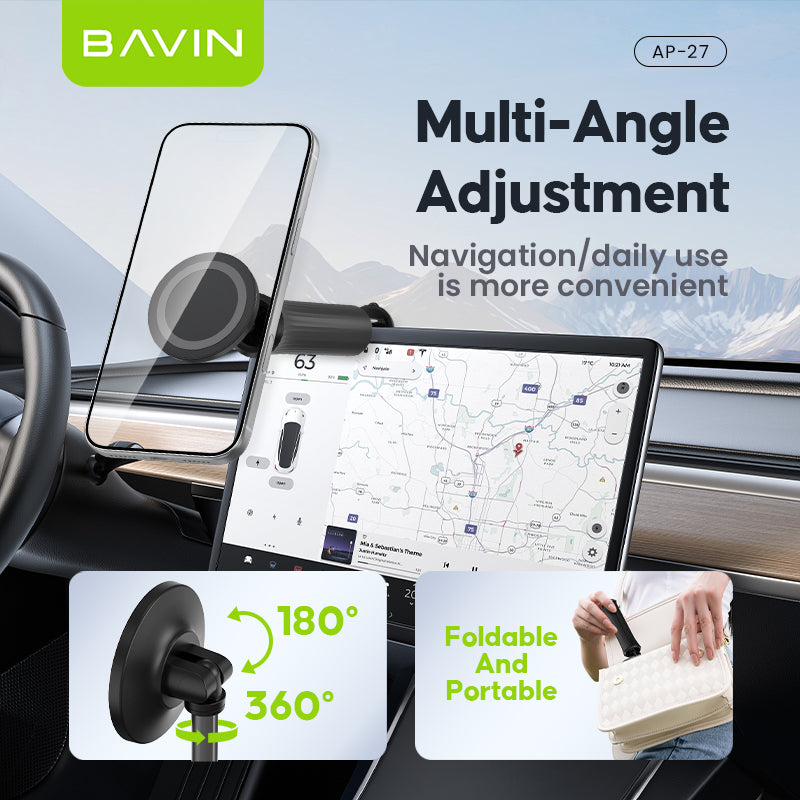 BAVIN P27 Magnetic Phone Holder Stand w/ Adjustable Bracket w/ Selfie Stick for Live , Video Calls & Mobile Phones