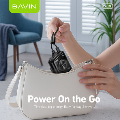BAVIN Y-PC1186 10000mAh Mini Portable Magnetic Powerbank Wireless 15W Fast Charging w/ Detachable Dual Type-C Data Cable