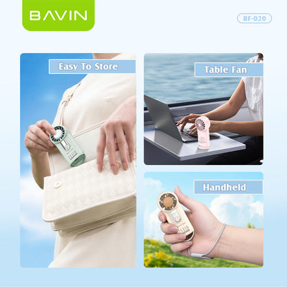 BAVIN BF020 Mini Portable Handheld Fan 5-Speed Strong Wind w/2000mAh Rechargeable Table Fan + Lanyard