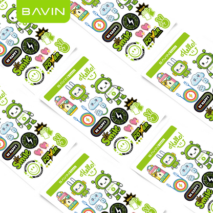 BAVIN Cute Cartoon Character Stickers Transparent DIY Decorative Sticker Suitable for Powerbank, Laptop & Smartphones