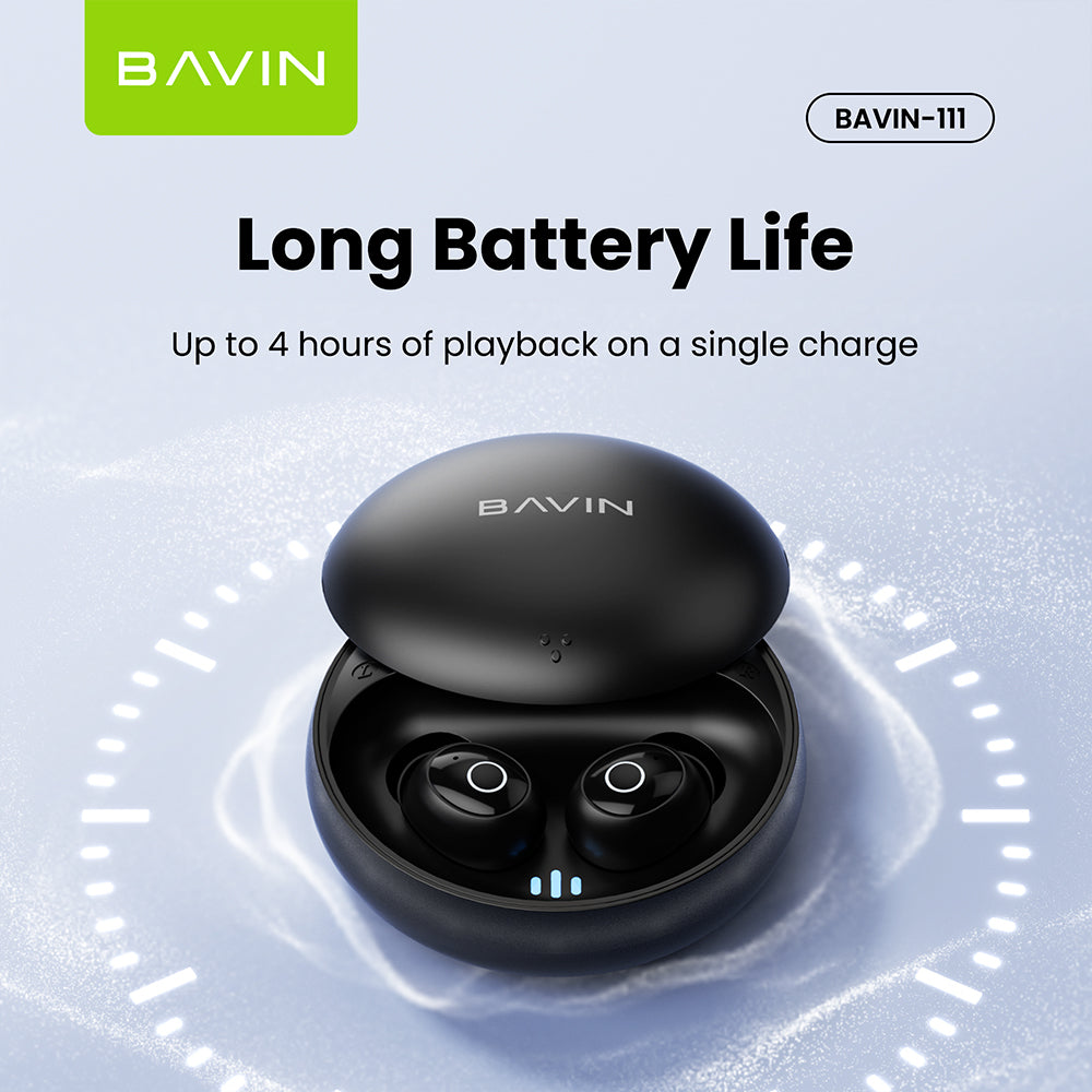 BAVIN BA111 TWS Hi-Res Audio Mini Bluetooth 5.4 Wireless Earbuds w/ Smart Touch & Long Battery Life