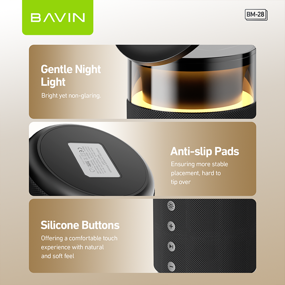 【Christmas Gift】BAVIN BM28 5in1 Multi-function Bluetooth Speaker w/15W Magnetic Wireless Fast Charging