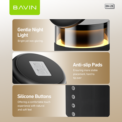 【Christmas Gift】BAVIN BM28 5in1 Multi-function Bluetooth Speaker w/15W Magnetic Wireless Fast Charging