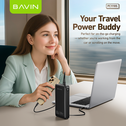 BAVIN PC1112S 20000mAh / 25000mAh 100W Fast Charging Powerbank w/ Built-in Cables, Supports Phones & Laptop