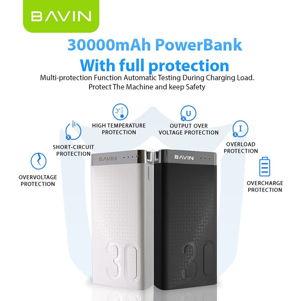 BAVIN Y-PC089 30000mAh Powerbank w/ Built-in Flashlight Dual Input & USB Output