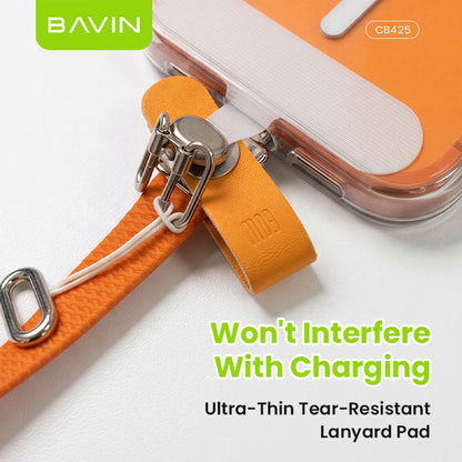 BAVIN CB425 2in1 60W Fast Charging Phone Strap Lanyard + Flat Type-C Data Cable 1.2m for iPhone 17, Android
