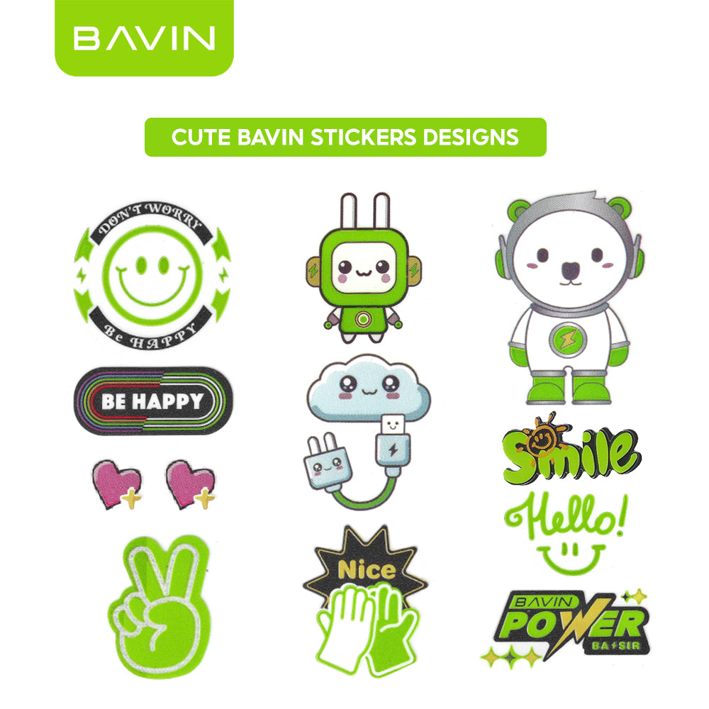 BAVIN Cute Cartoon Character Stickers Transparent DIY Decorative Sticker Suitable for Powerbank, Laptop & Smartphones