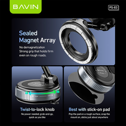 BAVIN D-S-PS83 Magnetic Car Mount Dashboard / Windshield Holder w/ 360° Rotation for Smartphones