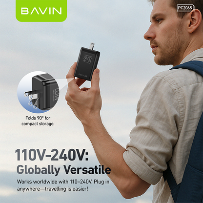 BAVIN C-PC2065-CC 65W PD+QC Fast Charging w/ Type-C+USB Multi Ports Output Charger Cable Set