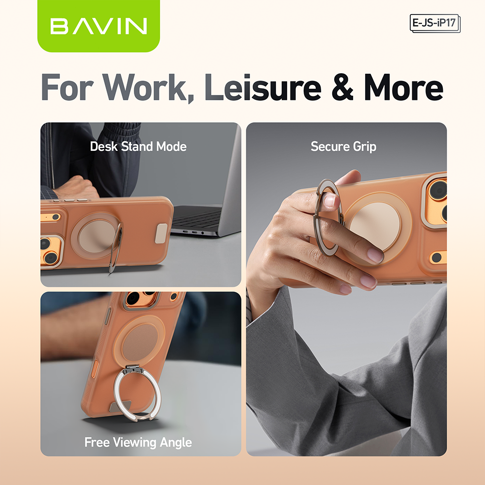 BAVIN JS 360 Rotation Magnetic Ring Phone Holder Case Durable Shockproof Fully Protected Compatible For iPhone 17 Series